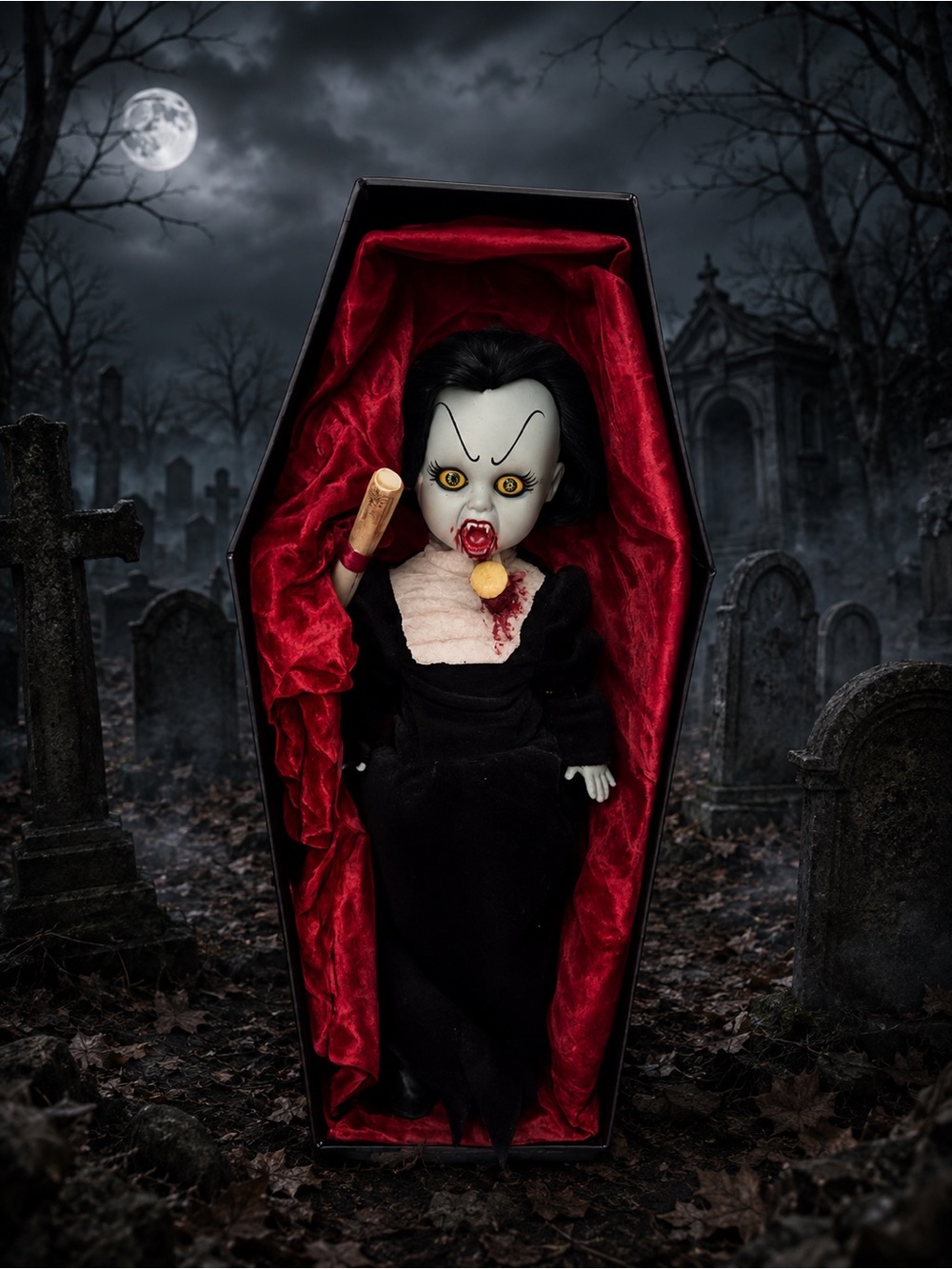 Mezco Living Dead Dolls Vampire Doll in Coffin Box with Death Certificate LILITH